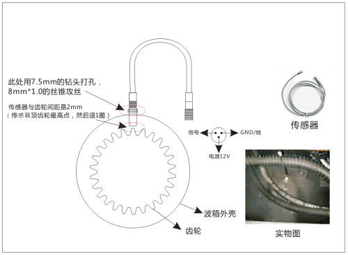 九芯叉車限速器傳感器波形箱安裝結(jié)構(gòu)圖